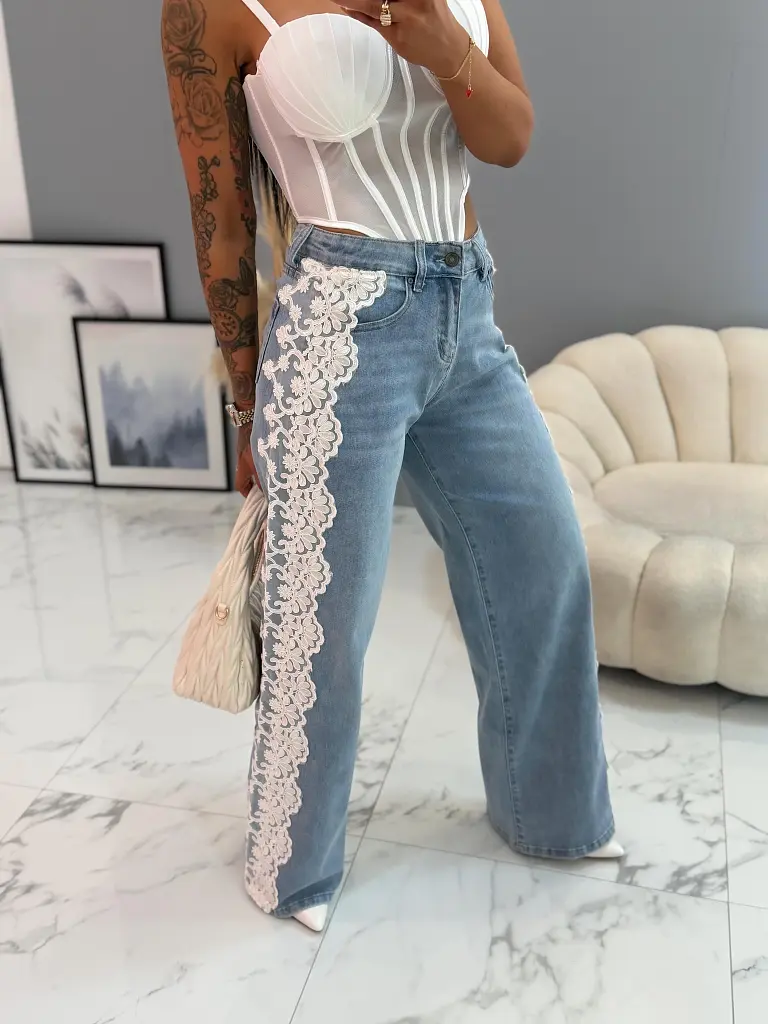 Csipkével díszített wide-leg farmer PAVORA