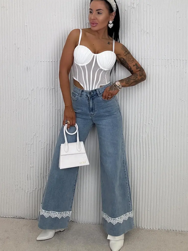 Csipkével díszített wide-leg farmer BRIE - next