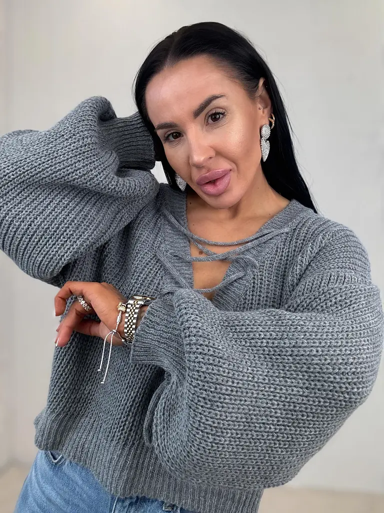 Elöl fűzős kötött pulóver ZAFIRA - next