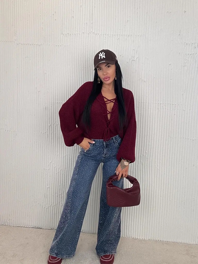 Elöl fűzős kötött pulóver ZAFIRA - next