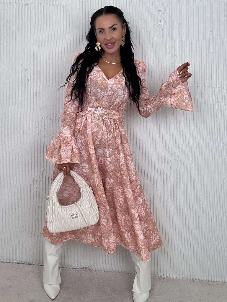 Virágmintás maxi ruha övvel MARISA