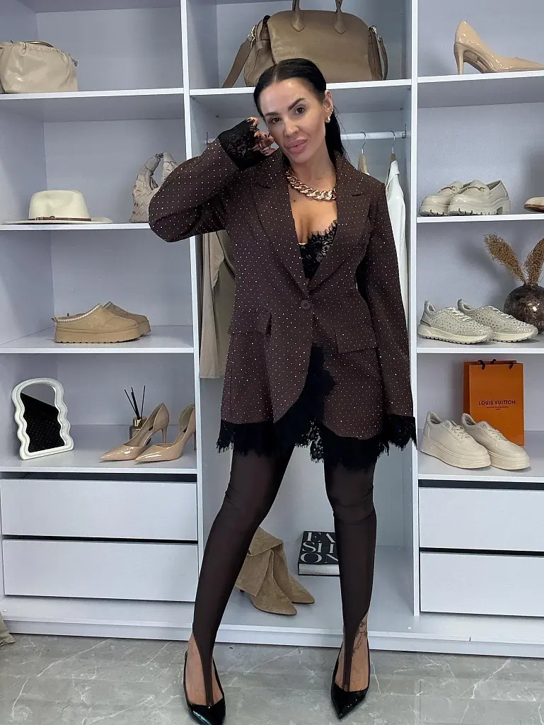 Barna magas derekú műbőr leggings FABINA