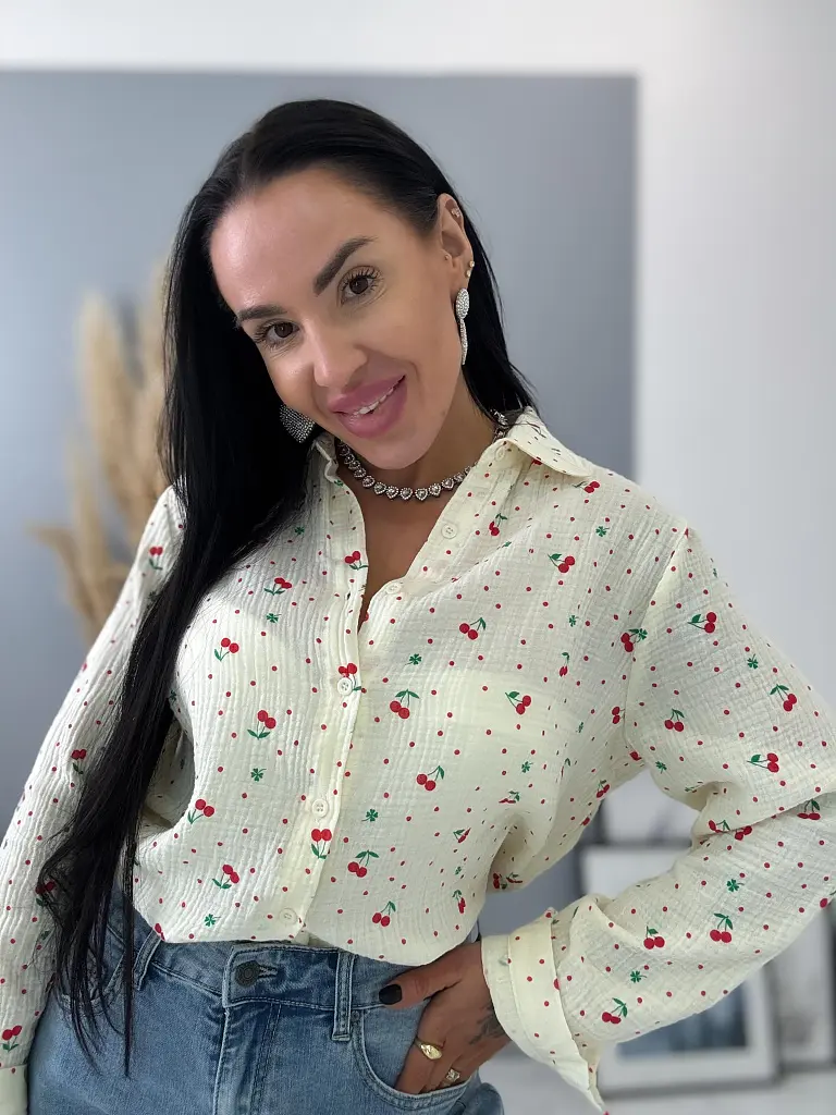 Cseresznyés muszlin női blúz SHURI - next