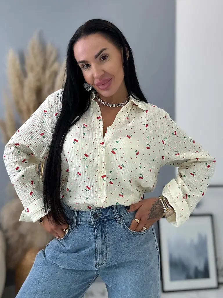 Cseresznyés muszlin női blúz SHURI