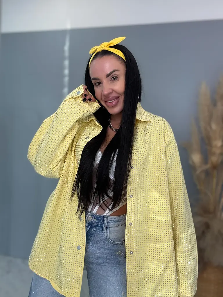 Kövekkel díszített farmer ingkabát ANZIA