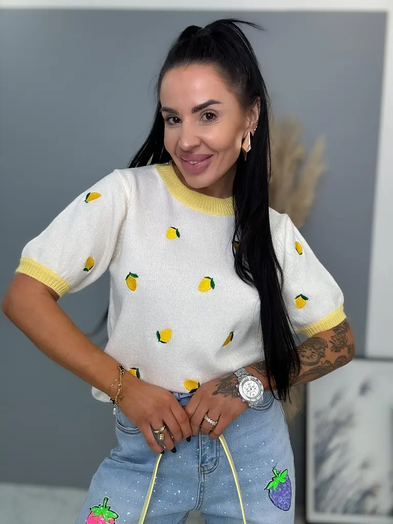 Kötött pulóver hímzett citromokkal CITRONA - next