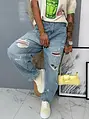 Szaggatott magas derekú baggy fit farmer 