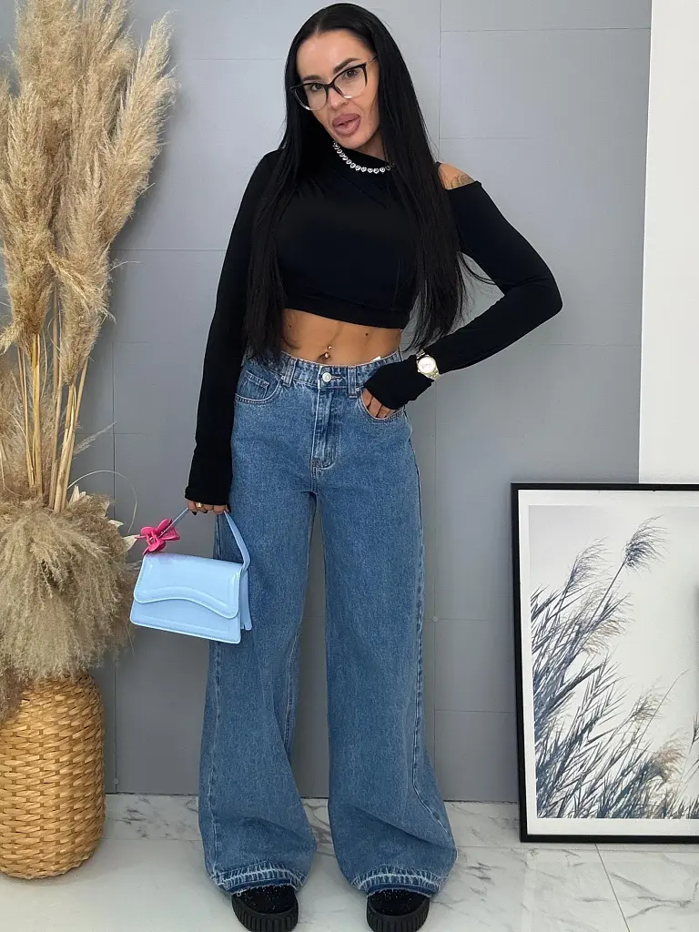 Elasztikus fekete felső MINA - next