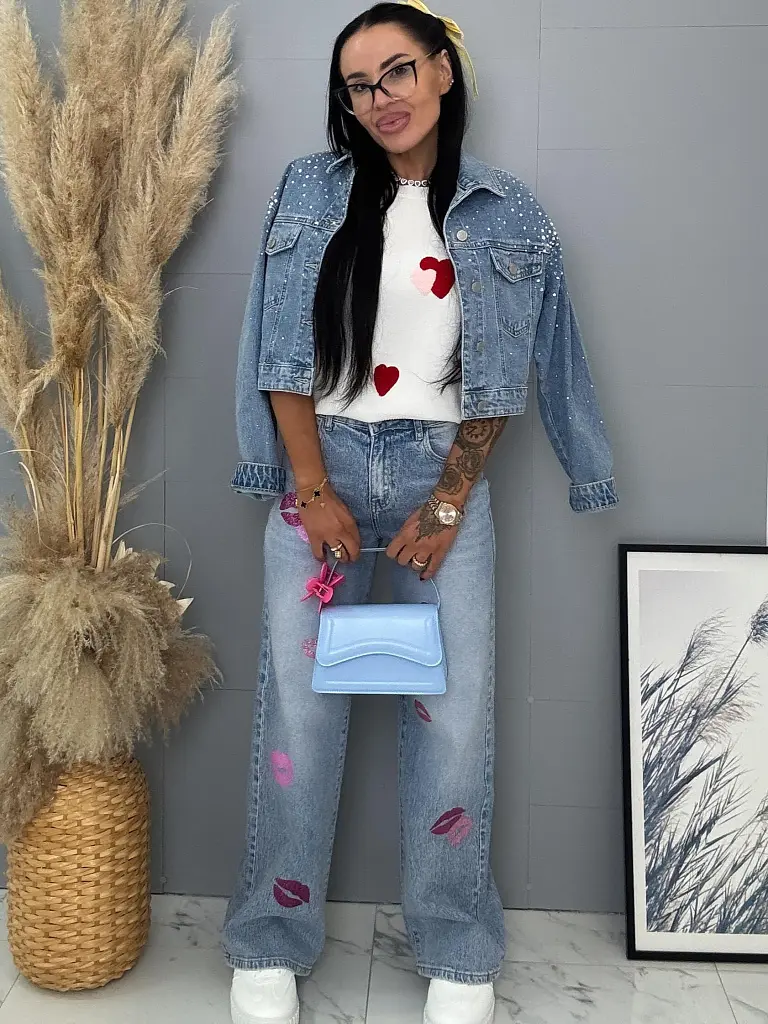 Kövekkel díszített rövid farmerdzseki EVELIN - next