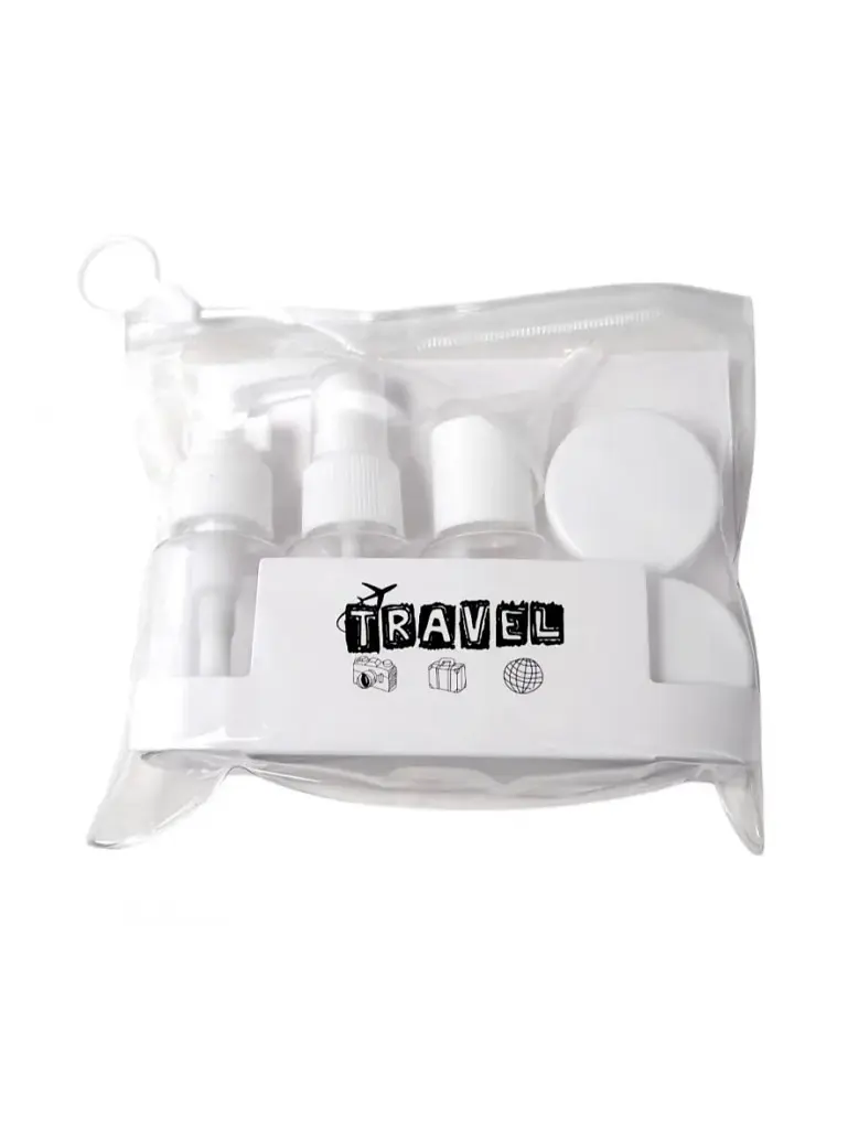 Kozmetikai tárolók készlete utazáshoz- áttetsző