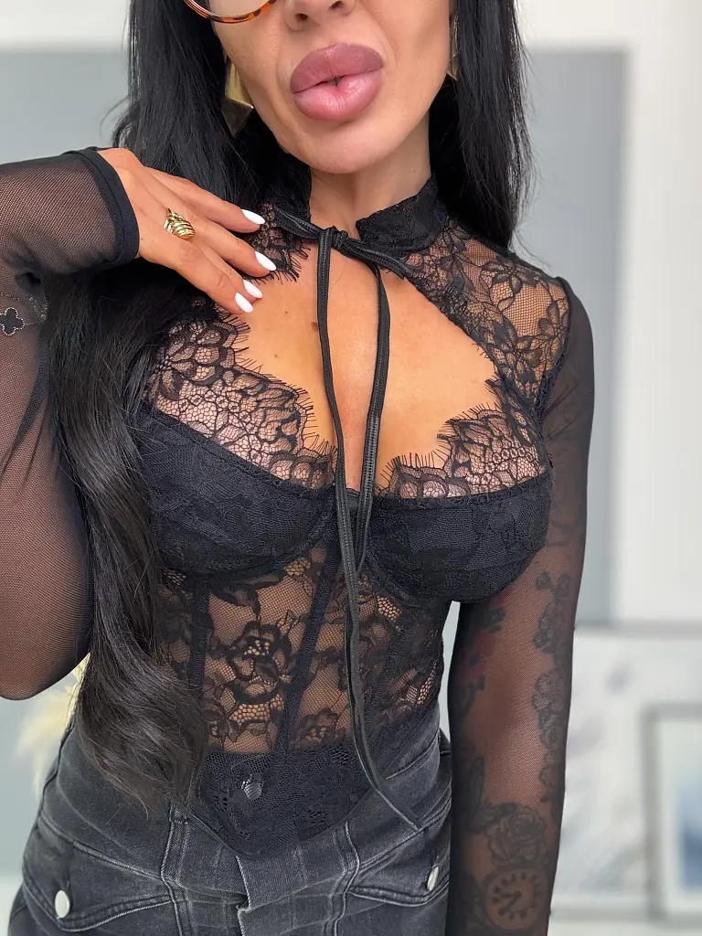 Csipkés korzett top átlátszó hálóval ELENI - next