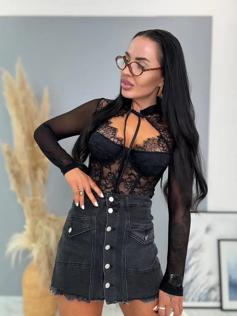 Elöl gombos farmer skort NANNY