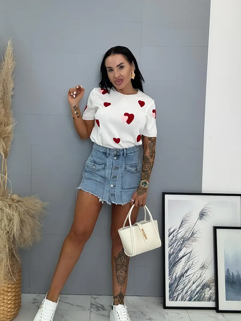 Elöl gombos farmer skort NANNY