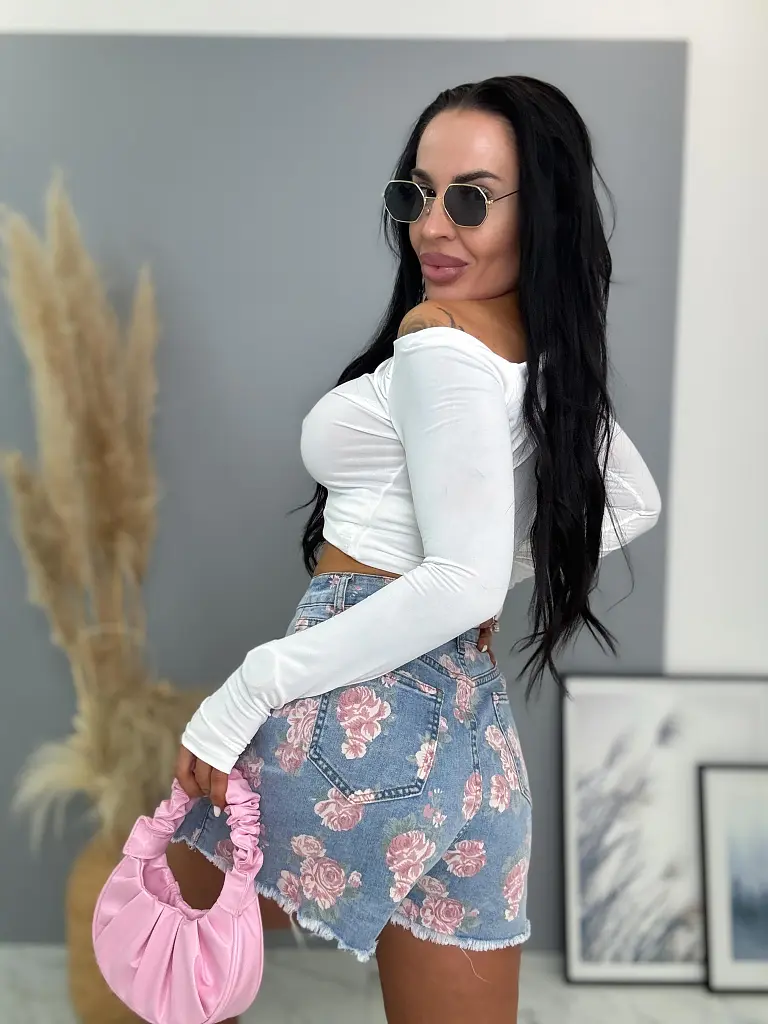 Elöl gombos virágmintás farmer skort NANNY - next