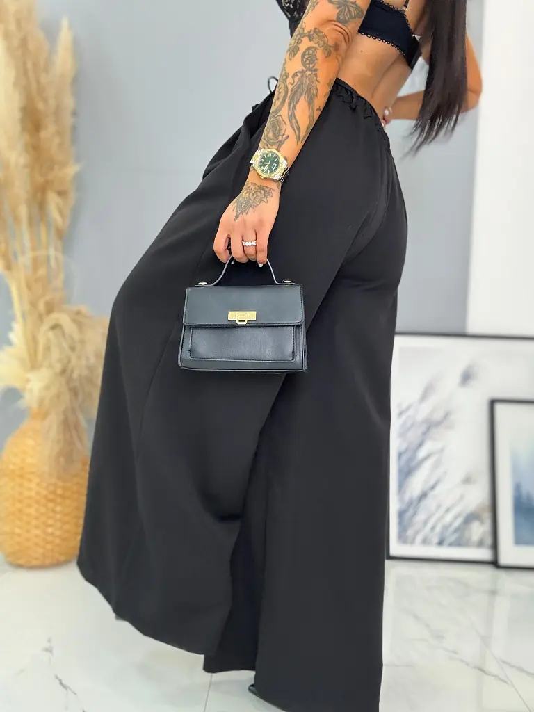 Fekete wide-leg nadrág övvel PARINA - next