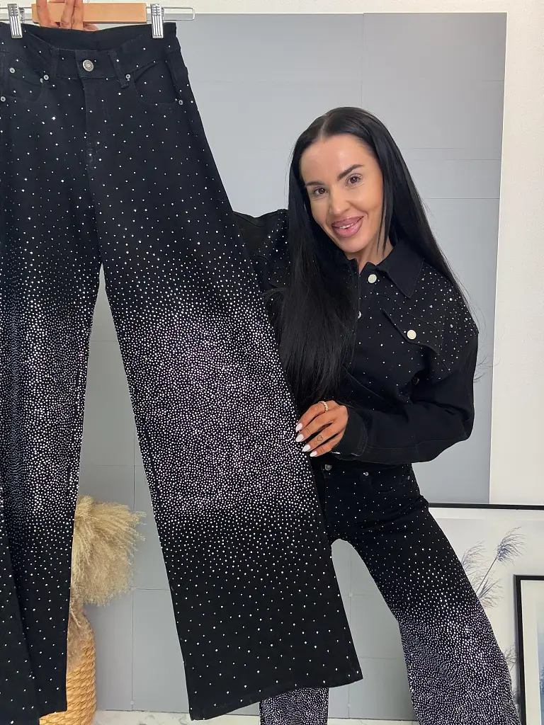 Kövekkel díszített wide-leg farmer JORDIA