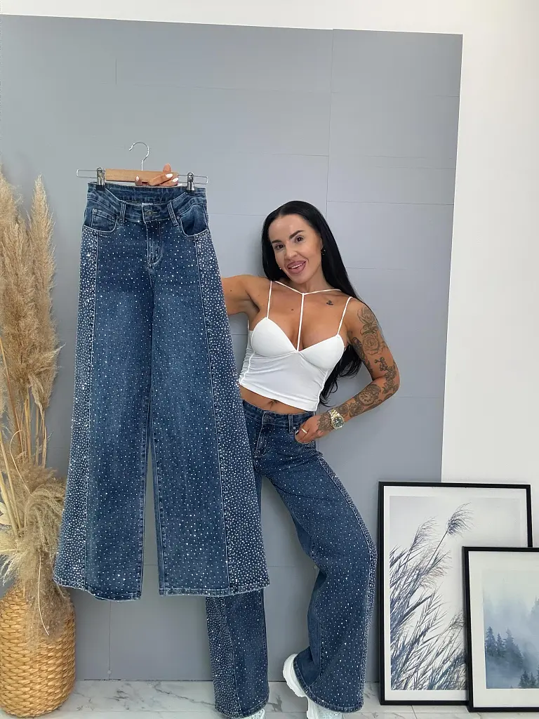 Kövekkel díszített wide-leg farmer SAVE - next