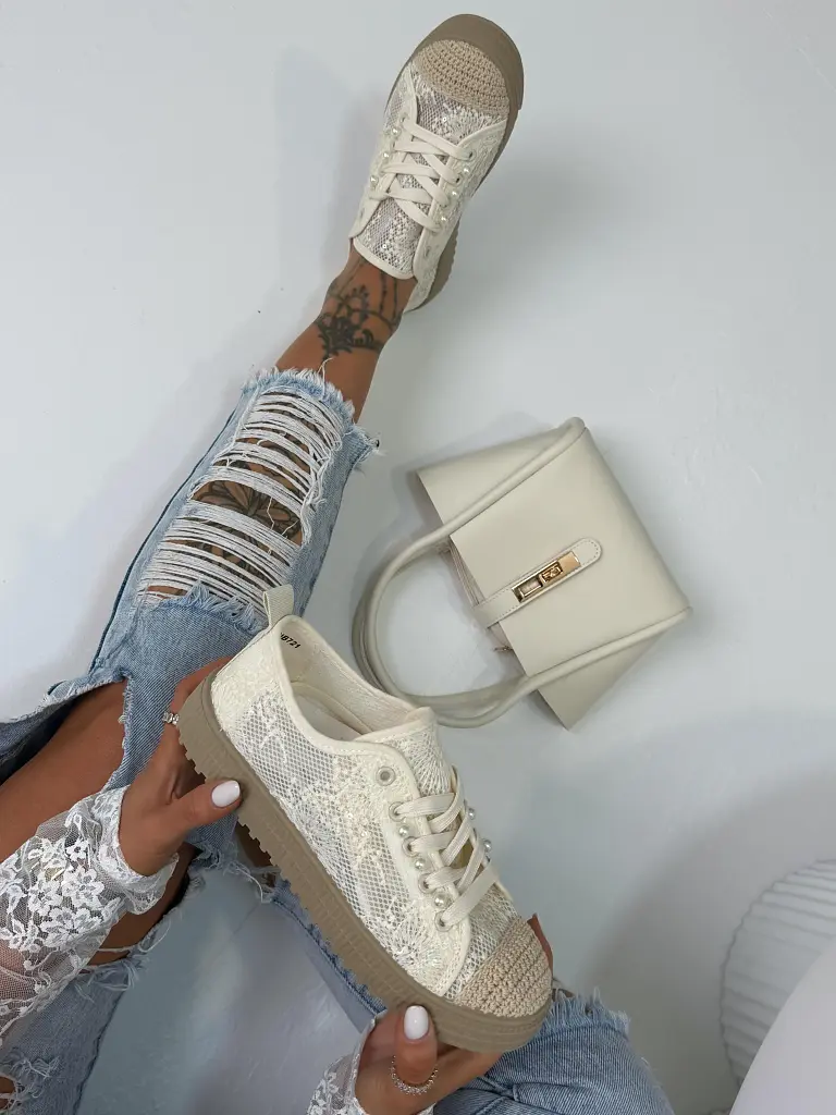 Bézs csipkés sportcipő GLINDA - next