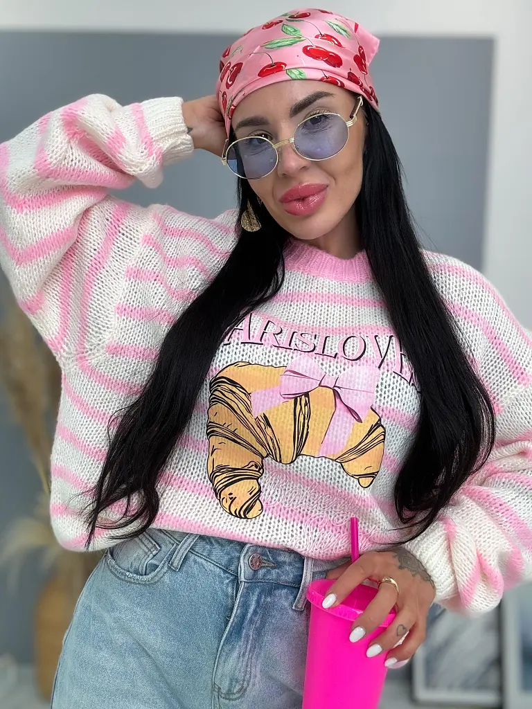 Mohair pulóver lenyomattal PARIS