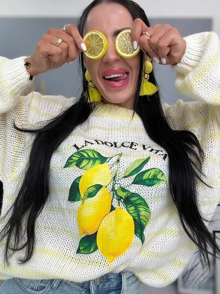 Mohair pulóver lenyomattal LEMON