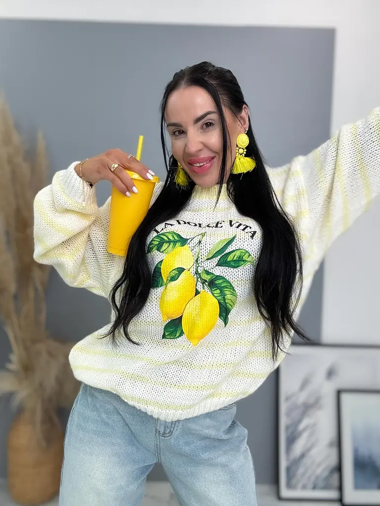 Mohair pulóver lenyomattal LEMON - next