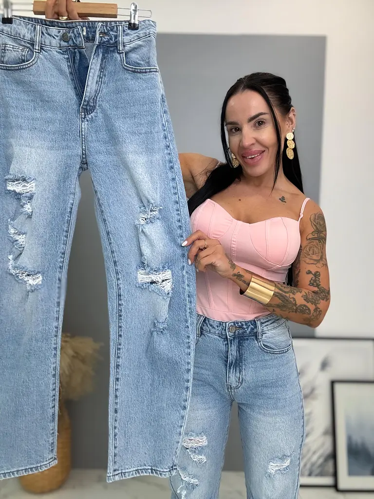 Szaggatott magas derekú mom fit farmer  - next