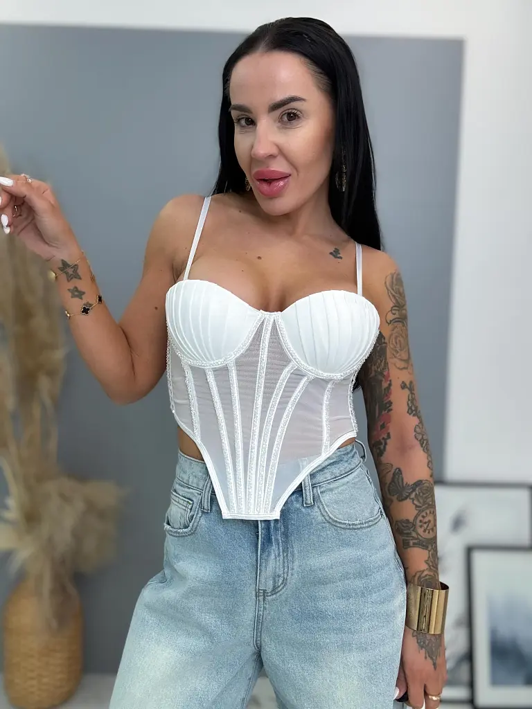 Push-up korzett top gyöngyökkel CELESTA