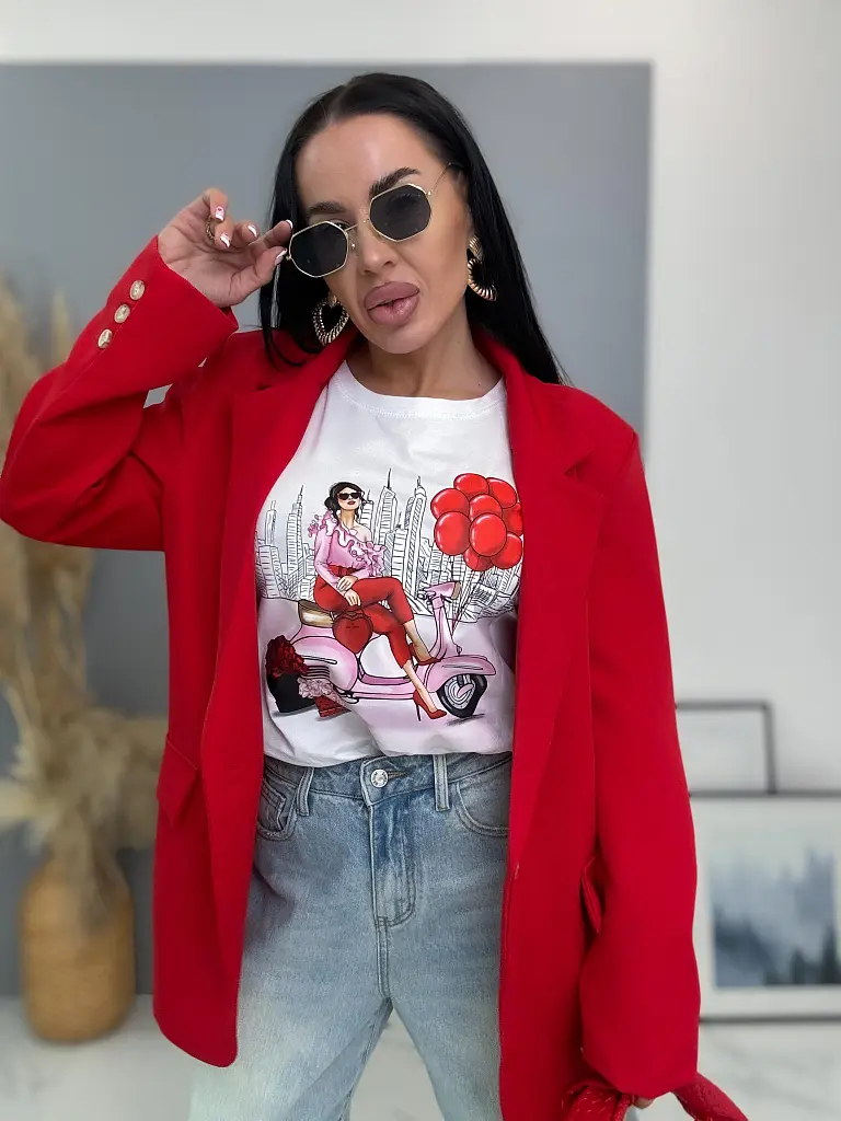 Nyomtatott mintás fehér póló BELLA