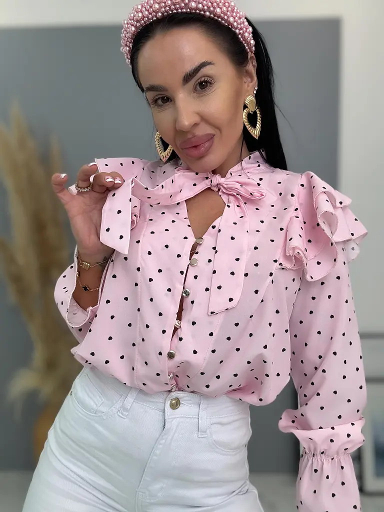 Fodros vállú szívecskés blúz CAROLINE