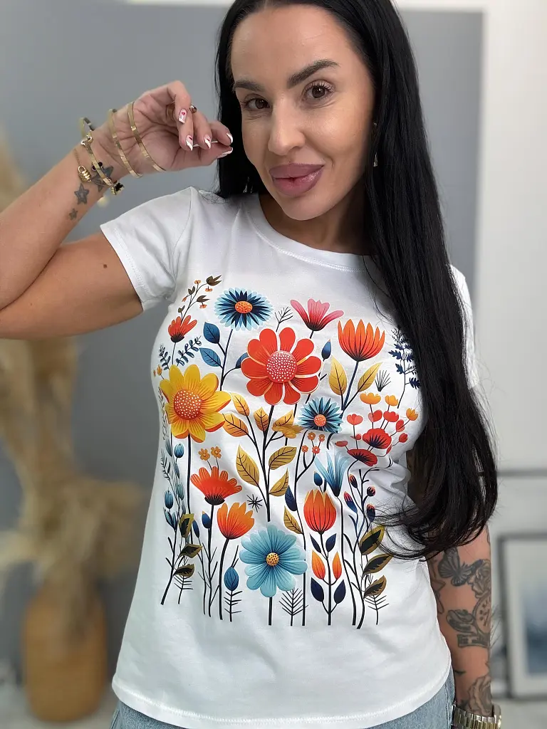 Nyomtatott mintás fehér póló BELLA - next