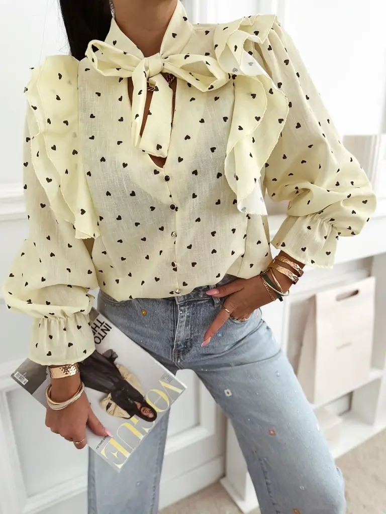 Fodros vállú szívecskés blúz CAROLINE - next