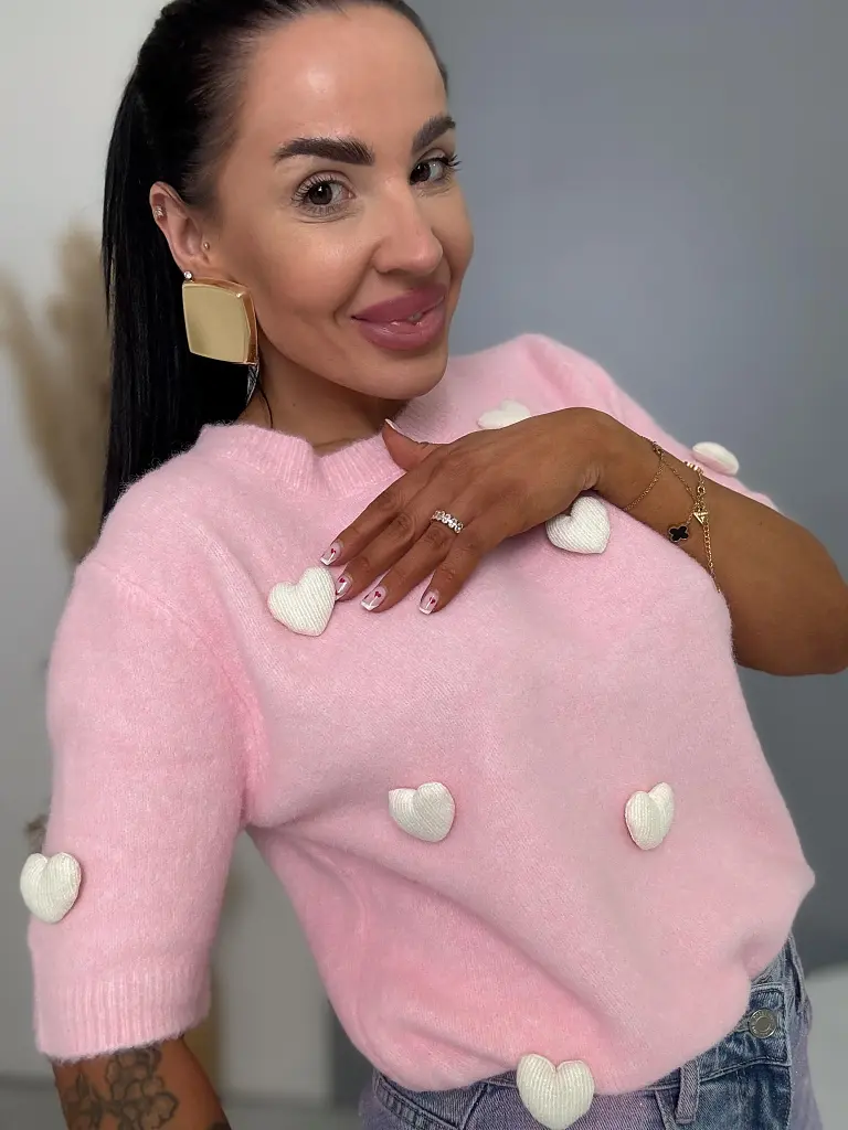 Puha moher pulóver szívecskékkel  ADELIA