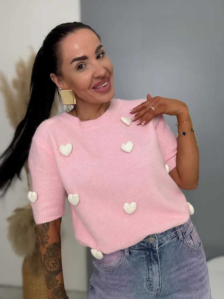Puha moher pulóver szívecskékkel  ADELIA