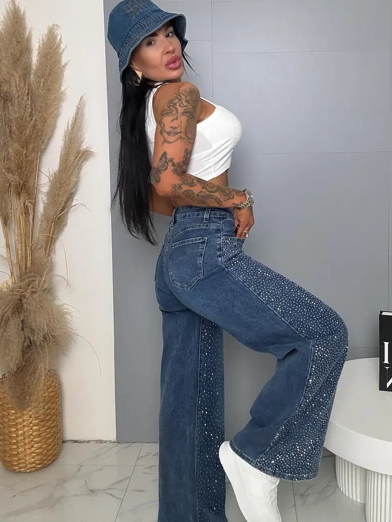 Kövekkel díszített wide-leg farmer SAVE - next