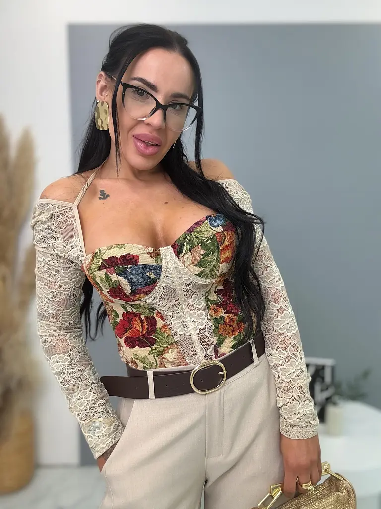 Strukturált anyagú hátul fűzős korzet ANAA