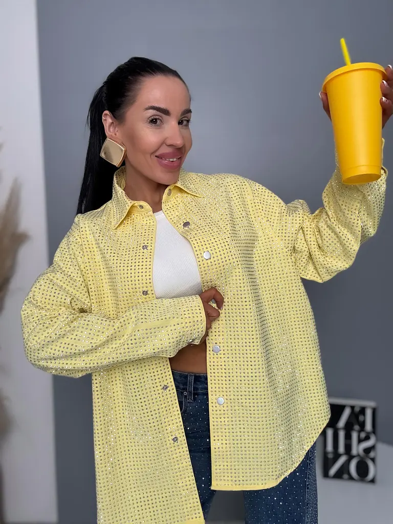 Kövekkel díszített farmer ingkabát ANZIA