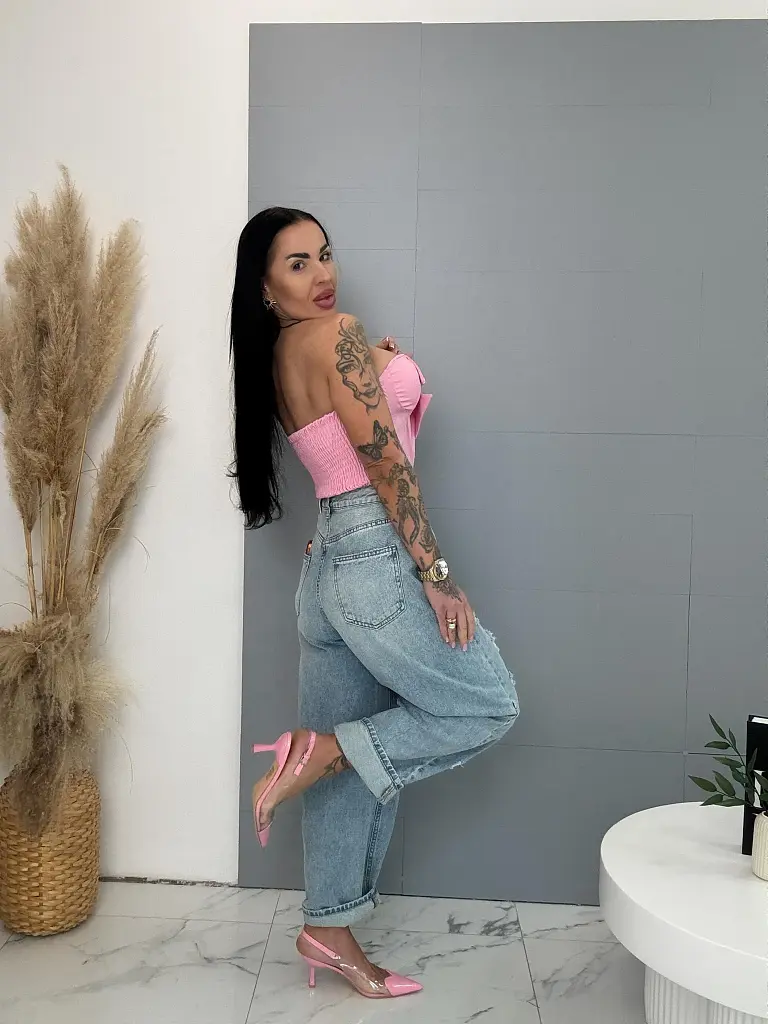 Szaggatott magas derekú baggy fit farmer  - next