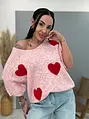 Puha moher pulóver szívecskékkel KITTI
