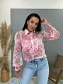 Virágmintás blúz díszes, kövekkel kirakott gombal ROSE