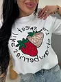 Fehér trikó flitteres díszítéssel és lenyomattal STRAWBERRY
