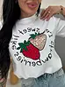Fehér trikó flitteres díszítéssel és lenyomattal STRAWBERRY