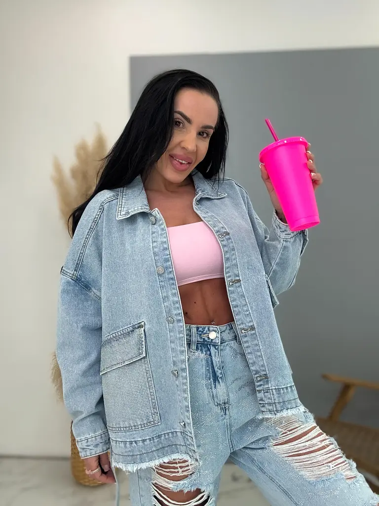 Kövekkel díszített farmerdzseki CELESTE