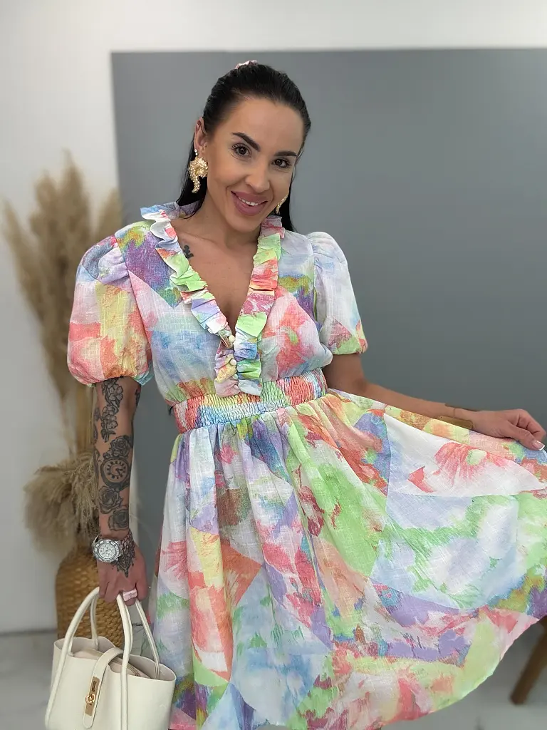 Színes ruha gumis derékkal CUTE