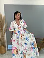 Hosszú virágmintás gombos ruha SPRING