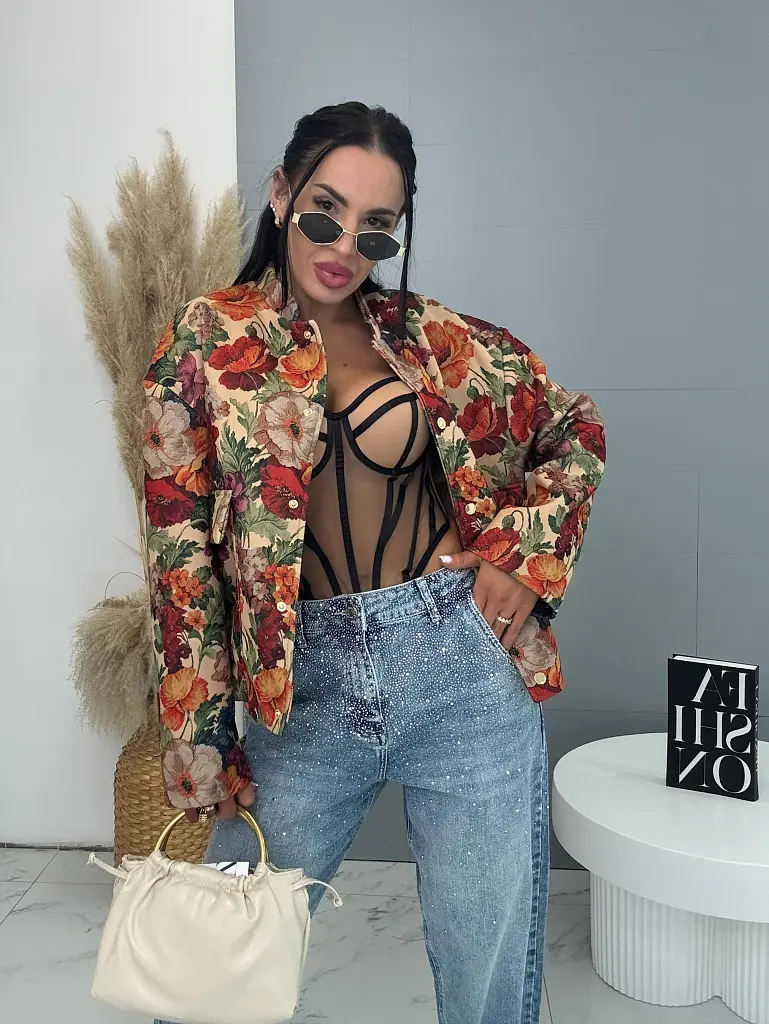 Virágmintás bomber kabát FLOWER