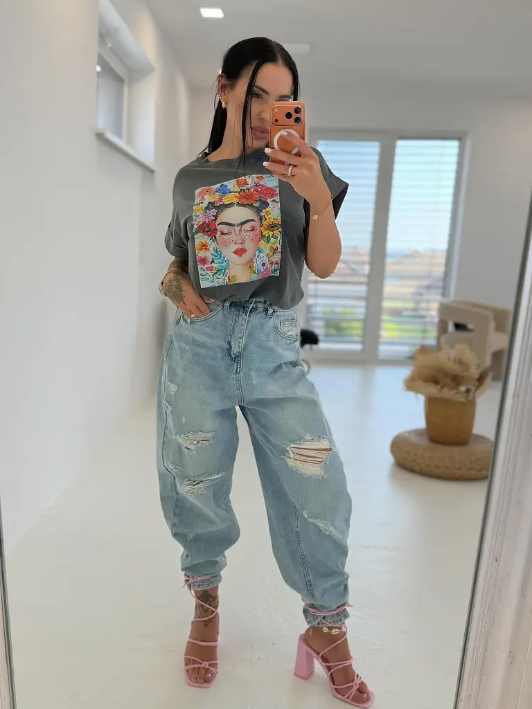 Szaggatott magas derekú baggy fit farmer  - next