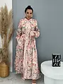 Hosszú virágmintás gombos ruha övvel ROSEA
