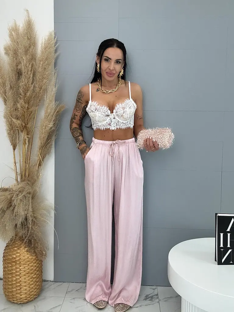 Szatén palazzo nadrág CLARA - next