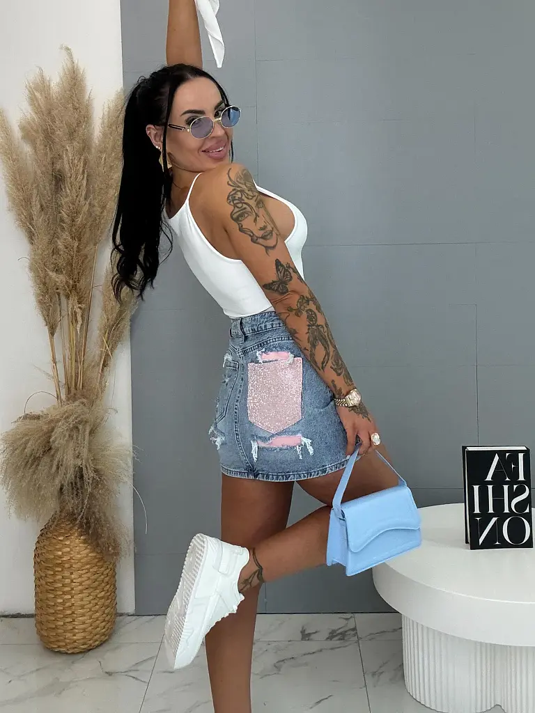 Farmer szoknya hátul csillogós zsebbel FLEXI