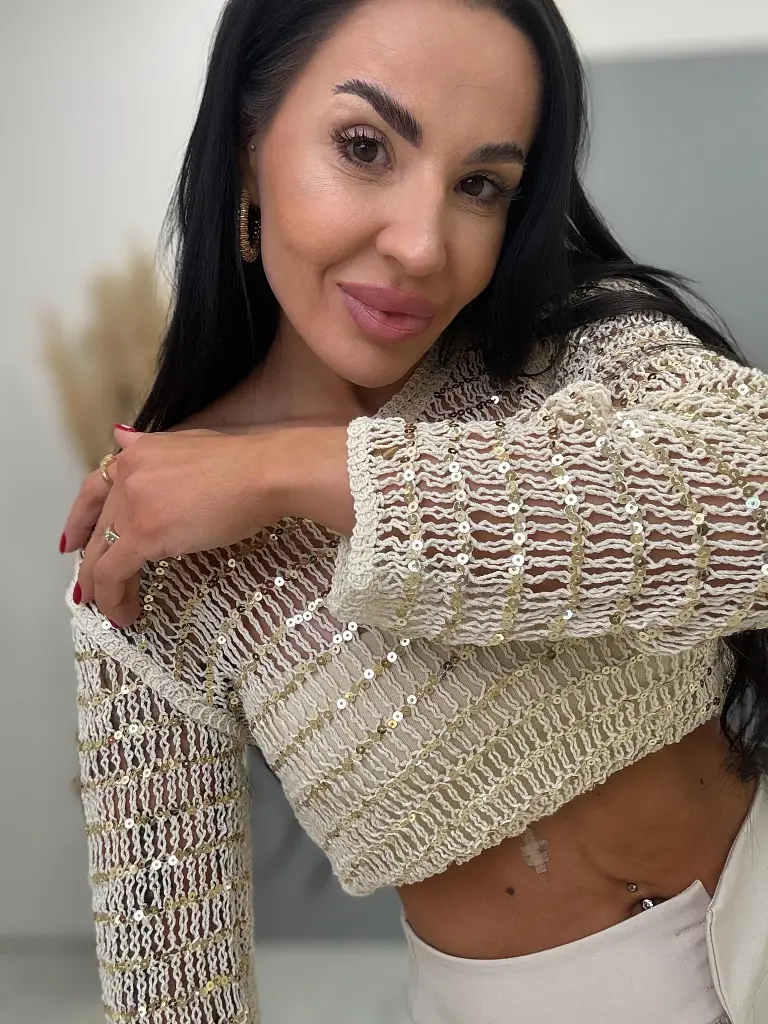 Csillogó hosszú ujjú top ROMA - next